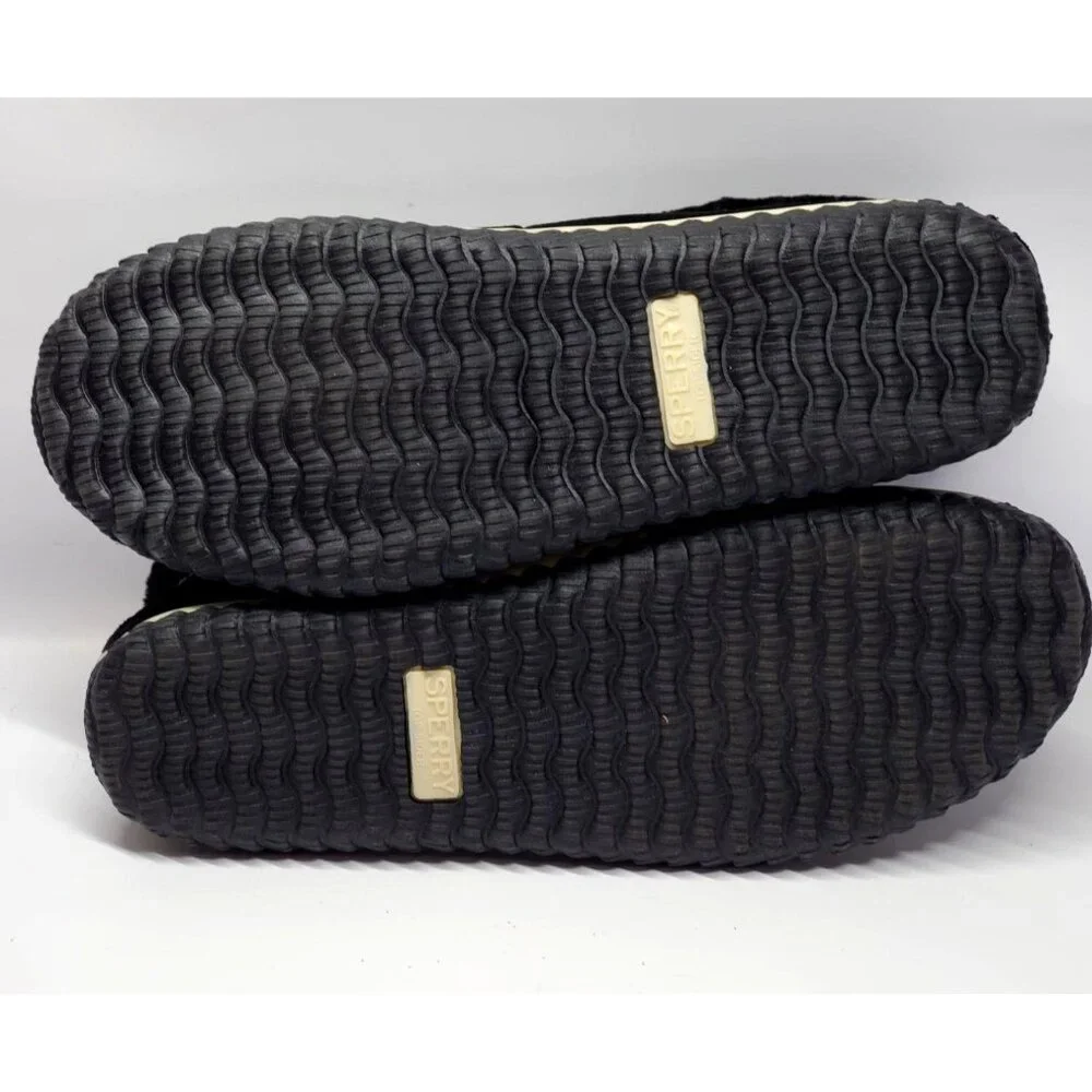 NWB Sperry Top Sider Women's Black Suede Elayna Duck Boot Slipper Size 8M 600 - Picture 7 of 9